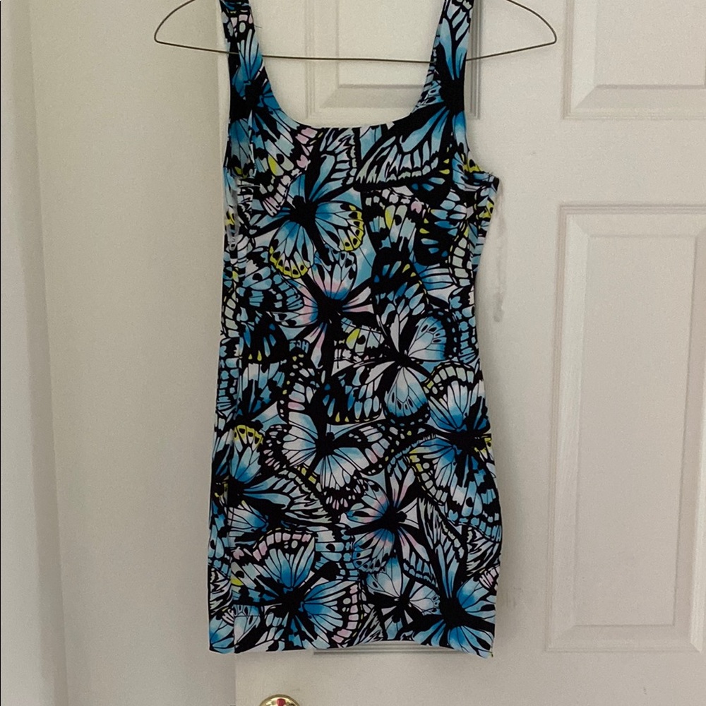 No Boundaries Black and Blue Sleeveless Bodycon Mini Dress